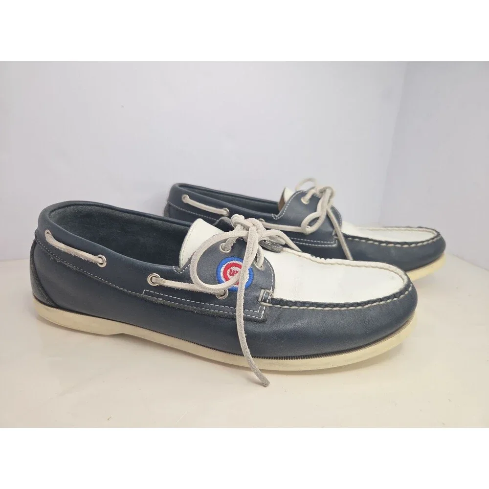 Rare Allen Edmonds Chicago Cubs Baseball Deck Shoes Men Sz 10.5 Leather Loafers